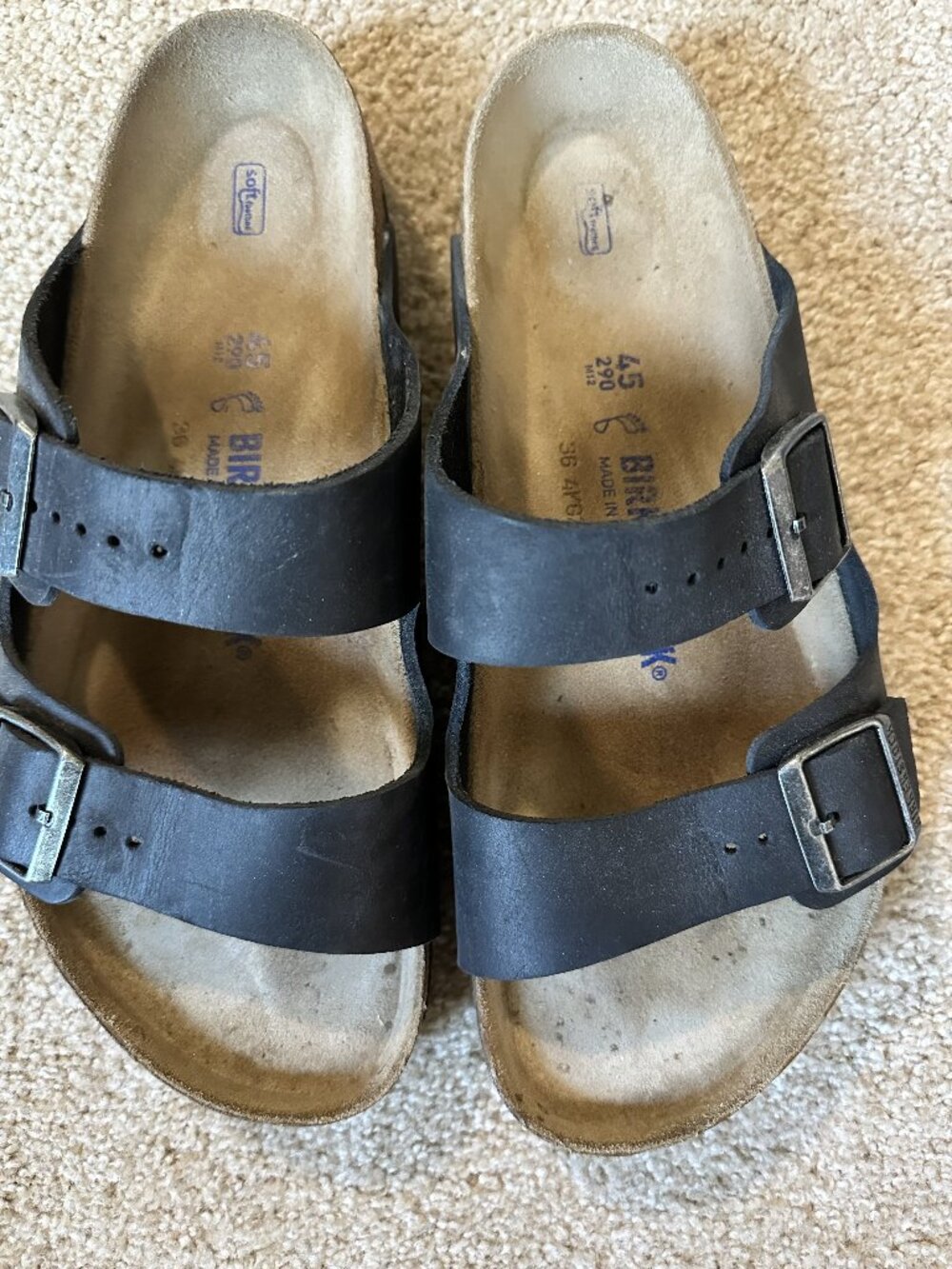 Birkenstock Arizona Black Leather size 45 regular NWOT/no box